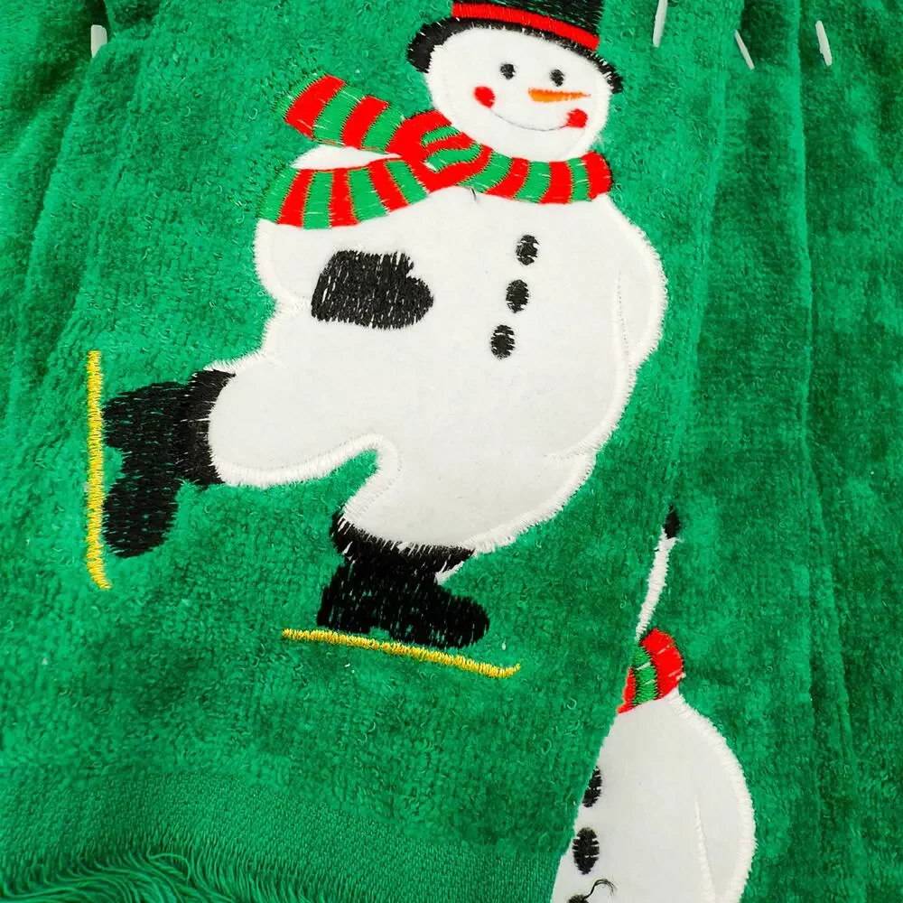 Set of 7 NOS Target Christmas Embroidered Towels Santa Red Green Cotton NWT